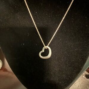 Tiffany & Co. Silver Small Open Heart Necklace